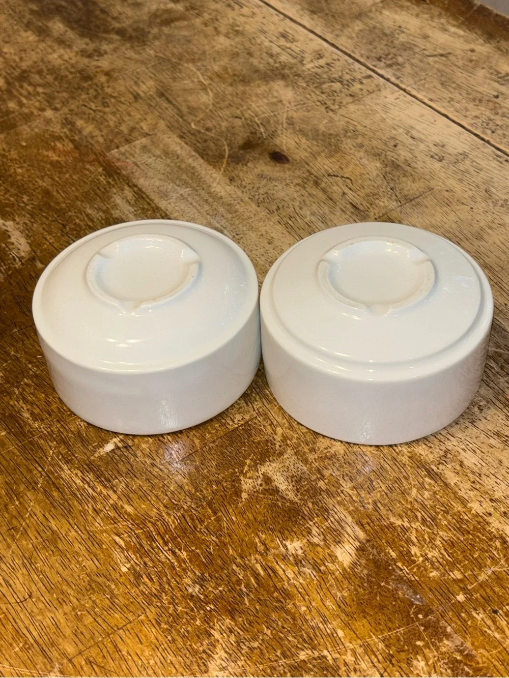 White Porcelain Ramekin Bowls Set of 2 Minimalist Modern Serving Dishes